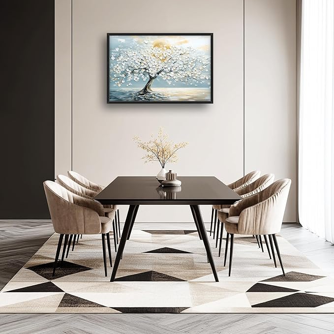 Lovira White Tree Large Wall Art Canvas Wall Decor Pictures Prints Painting Framed Artwork for Living Room Bedroom Bathroom Kitchen Office 24"x36"