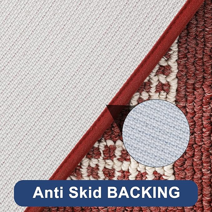 COSY HOMEER Kitchen Rugs Non-Slip 20x30/20x48 Inch Thick Polypropylene Standing Mat for Home Machine Washable, Red