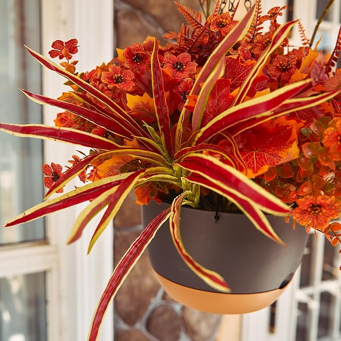 PARTY JOY 15 Bunches Artificial Fall Flowers Faux Fake Orchid Autumn Plants Flowers for Outdoors Thanksgiving Autumn Decor Decorations for Home