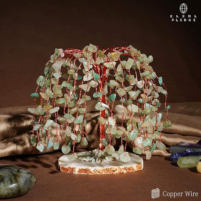 Green Aventurine Healing Crystal Tree of Life, Home and Office Desk Decor, Feng Shui Bonsai Trees for Postive Energy, Money, Good Luck, Christmas Decor, Spiritual Birthday Gifts for Women, Mom