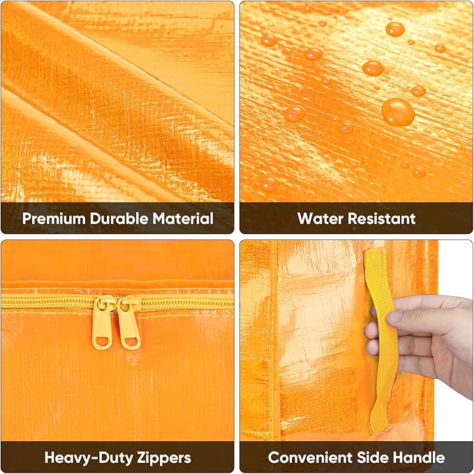 BALEINE 2-Pack Oversized Moving Bags with Reinforced Handles, Heavy-Duty Storage Tote for Clothes, Moving Supplies (Light Yellow, 2-Pack)