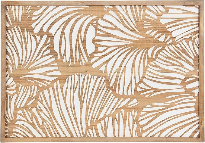 Kate and Laurel Sago Modern Decorative Wood Art Plaque; 23 x 33; White and Rustic Brown; Painted Wood Floral Wall Art with Dimensional Design for Living Room Decor