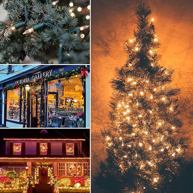 4Pack Christmas String Lights 50 Count 12 Feet Incandescent Bulb Mini Lights for Indoor Xmas Tree Garland Birthday Wedding Party Festival Decoration, Green Wire