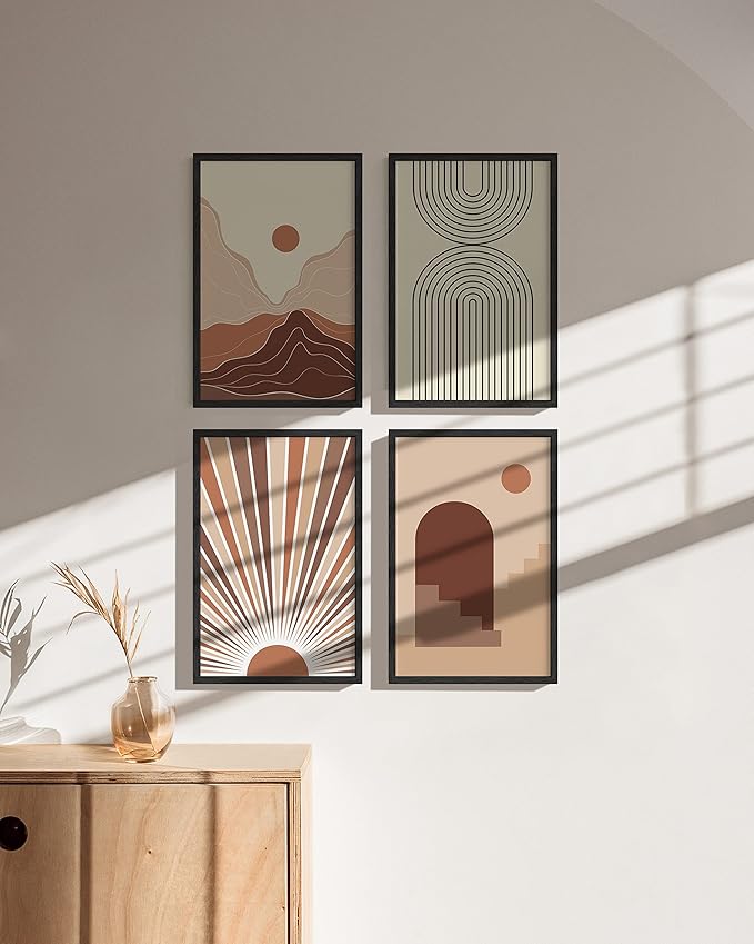 HAUS AND HUES Set of 4 11x17 Picture Frame - 11 x 17 Picture Frame Collages for Wall, Wood Picture Frames 11x17 Black Frames for Gallery Wall, 11x17 Poster Frame Black Photo Frames (Black Oak Frame)