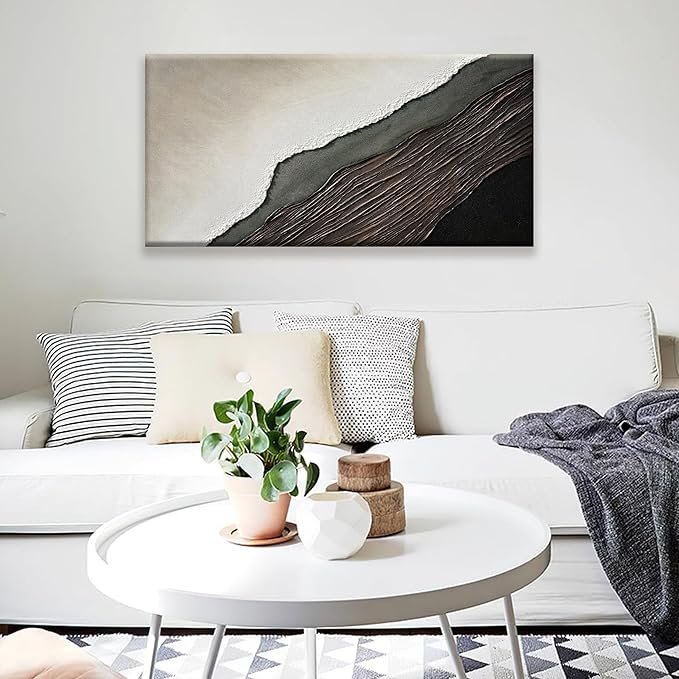 Tsomzxng Abstract Canvas Art Wall Decor Brown Black Wall Art Painting Abstract Art Prints Minimalist Decor Artwork For Bedroom Kitchen Office Bathroom Wall Artwork 20"×40"