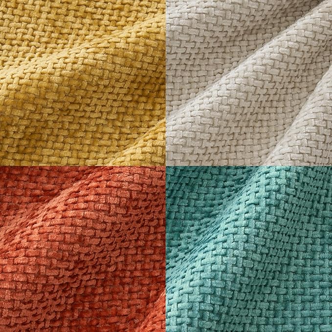 MIULEE Pack of 4 Couch Throw Pillow Covers 16x16 Inch Neutral Orange/Teal Soft Decorative Chenille Pillow Covers Farmhouse Accent Cushion Covers for Boho Home Decor Spring Sofa Bedroom Living Room