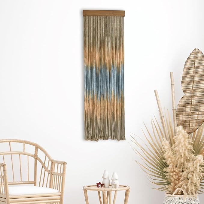 Knots & Beyond Gray Colored Macrame Wall Hanging, Yoga Tapestry Wall Hanging, Boho Yarn Wall Art, Modern Bohemian Wall Decor, Quantity 1, 12" x 37"