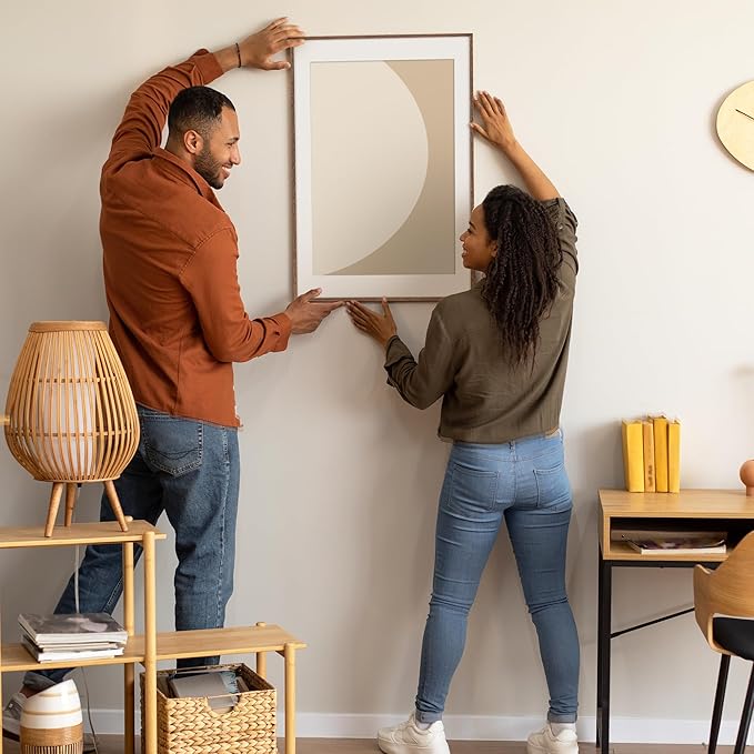 24x36 Picture Frame, 24x36 Poster Frame - Solid Oak Wood & Tempered Real Glass, Large 24 x 36 Frame for Wall, Rustic Wooden 24 by 36 Frame, 24x36 Frame with Mat for 20x30, Walnut Color