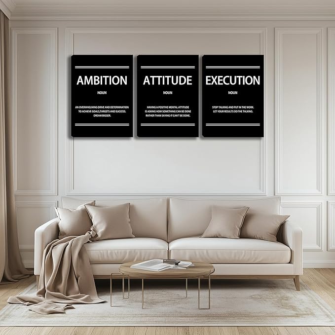 Motivational Wall Decor Paintings Inspirational Office Wall Decor Posters Prints 3 Pieces Bedroom Decor Living Room Office Canvas Picture Wall Painting Home Decoration Framed Artwork (36''W x 16''H)