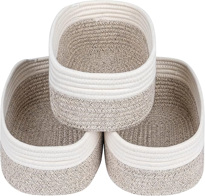 CubesLand Baskets for Shelves Storage,Cube Shelf Closet Storage Bins Set 3,Long-lasting &Skin-friendly Toy Basket Bin,Stylish Room Decor Basket,Woven Off White/Light Brown