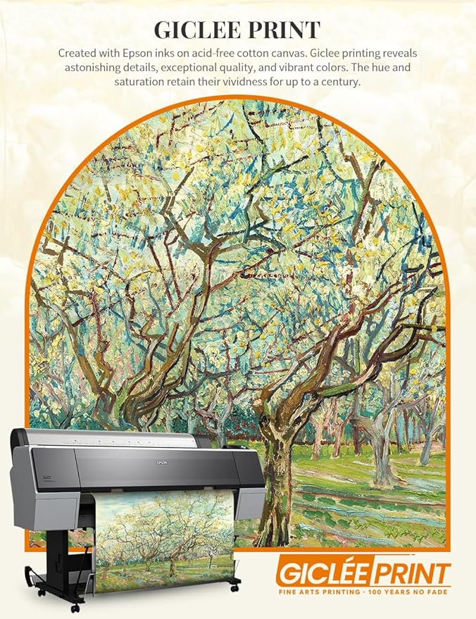 DECORARTS - The White Orchard - Vincent Van Gogh Giclee Prints w/Antique Brown Frame for Wall Decor. Picture Size: 20x16, Total Size w/Frame: 23x19