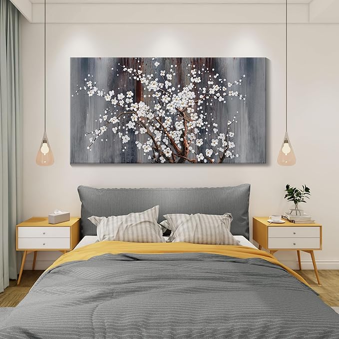 Large Canvas Wall Art Plum Blossom Wall Art Brown Wall Decor Living Room Bedroom Pictures for Wall Over Bed Framed Artwork for Wall Modern Canvas Paintings for Wall Decorations Office Decor 30×60