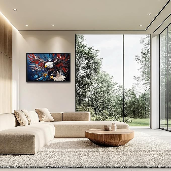 Lovira Bald Eagle Large Wall Art Patriotic Canvas Wall Decor Pictures Prints Painting Framed Modern Artwork for Living Room Bedroom Bathroom Office 24"x36"