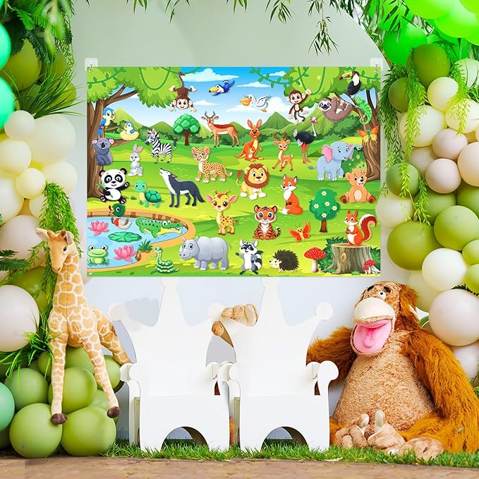 Animal Felt Board Jungle Animal Felt Story Board Montessori Sensory Sets Safari Flannel Wall Activity for Gift Decorations Favors(42,Safari)