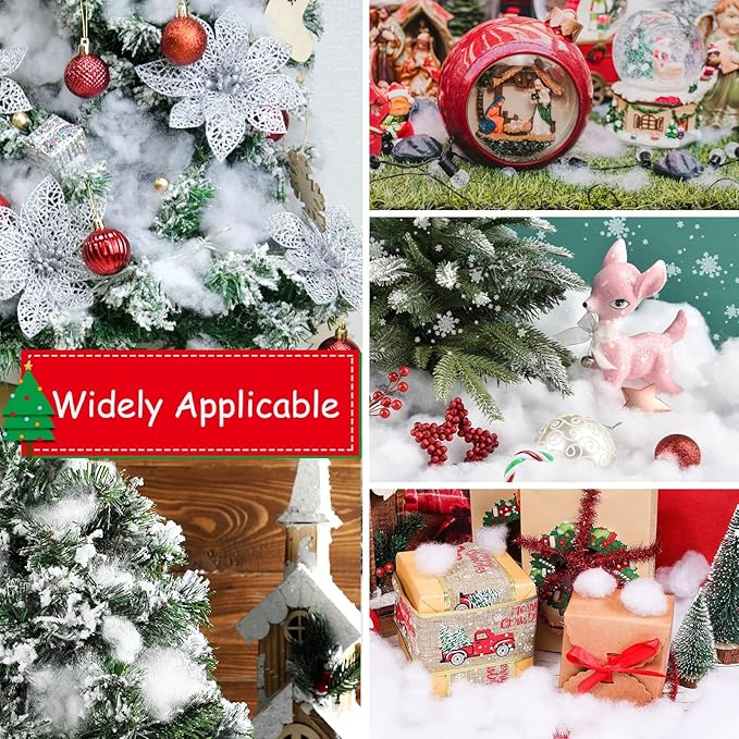 Apragaz Christmas Fake Snow Decoration, Artificial Snow Fluffy Fake Snow Decor, Flame Resistant Indoor Snow for Winter Village, Nativity, Christmas Tree, Christmas Decoration(5.6 OZ)