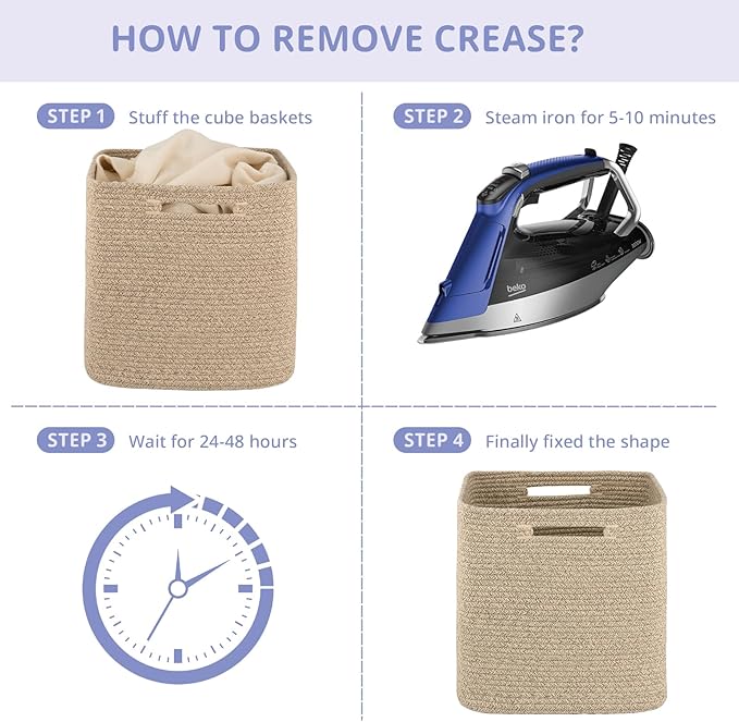 OIAHOMY Storage Cubes, 13 Inch Cube Storage Organizer, Collapsible Storage Bins, Baskets for Organizing, Storage Bins for Shelves-Brown, 2-PACK