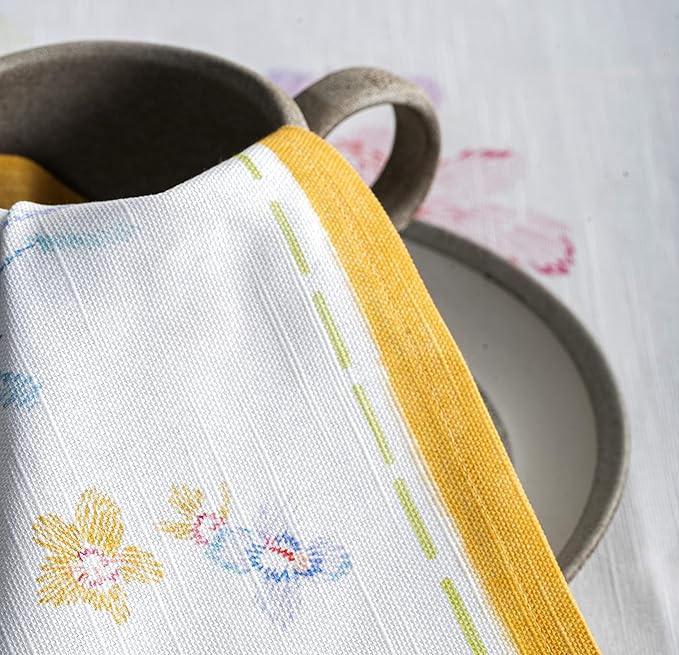 Maison d' Hermine Cloth Napkins Set of 4 100% Cotton Everyday Reusable Square Napkins Cloth Washable, Dinner, Party, Wedding, Restaurant, Spring/Summer (Paradise Island, 20" x 20")