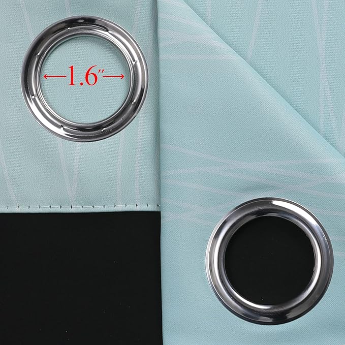 Estelar Textiler Beige and Aqua Ombre Blackout Curtains 54 Inch Length 2 Panels, Full Room Darkening Gradient Drapes for Kitchen, Thermal Insulated Grommet Short Curtains for Bedroom, 42Wx54L