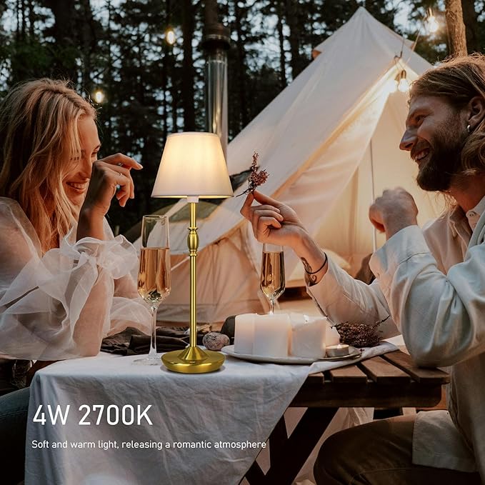 Cordless Table Lamp Portable Small LED Touch Lamp with Dimmer, 18" 2700K Rechargeable Battery Light for Bedside, Dining Room, Bedroom Lamp, Patio, Bar, Night Light, Bathroom (Antique Brass)