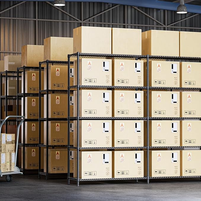 IZEUK 1433 LBS Garage Shelving Wide Storage Shelves Metal Shelves Heavy Duty Adjustable Utility Shelf Rack (Black, 15.7" D x 33.5" W x 70.5" H)