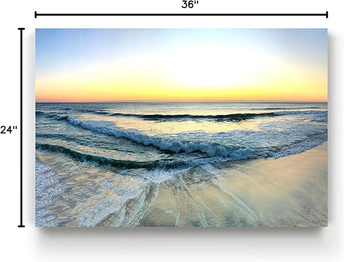 Renditions Gallery Canvas Beach Decor Paintings & Prints Ocean Sunrise View above Sea Waves Nature Hanging Artwork for Bedroom Office Kitchen Decor - 24"X36" LT08