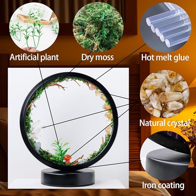 Runyangshi Forest Style Natural Citrine Night Light Healing Crystal USB Port 3 Colours Dimming Mode Lamp Suitable Night Lamp for Bedroom Home Decor Gift