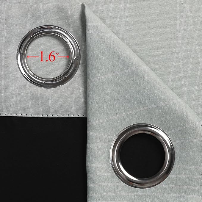 Estelar Textiler Ombre Blackout Curtains 102 Inches Long 2 Panels Set, Navy Blue and Sage Green Thermal Insulated Drapes for Bedroom, Full Room Darkening Grommet Curtains for Living Room, 52Wx102L