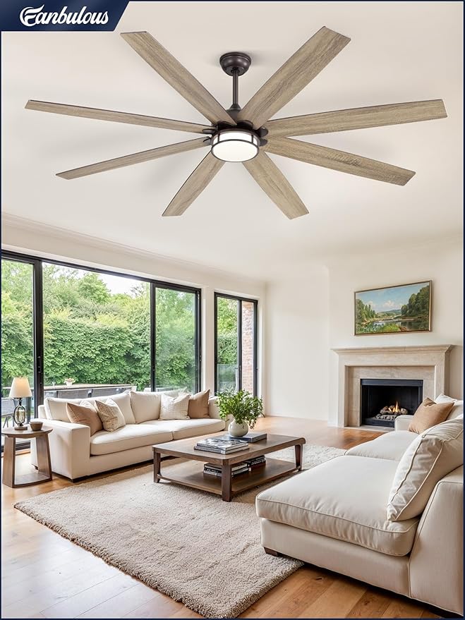 72 Inch Ceiling Fans with Lights, Large Farmhouse Ceiling Fans with Remote, Oil Bronze Ceiling Fan Fixtures with Bright LED Light for Living Room, Bedroom, Kitchen