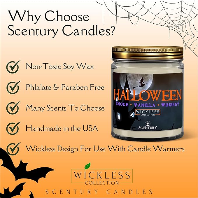 Wickless Halloween Candles for Candle Warmer Lamp, Many Scents to Choose, 100% Non-Toxic Soy Wax, Scented Candle Melts for Warming Plate, Handmade in The USA