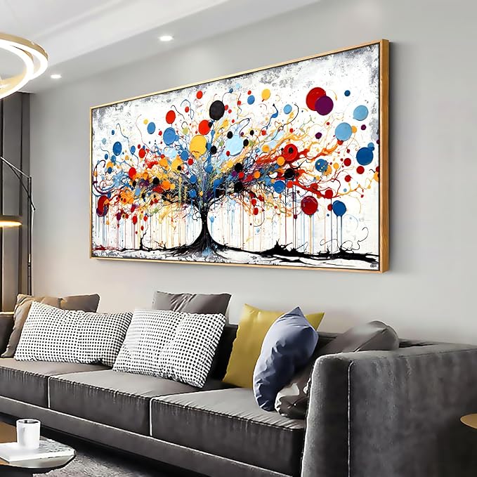 youkuart Wall Art Abstract Tree Artwork Colorful Tree Canvas Prints for Living Room Bedroom Dining Room Home Office Decor Large Framed Ready to Hang 20"x40"