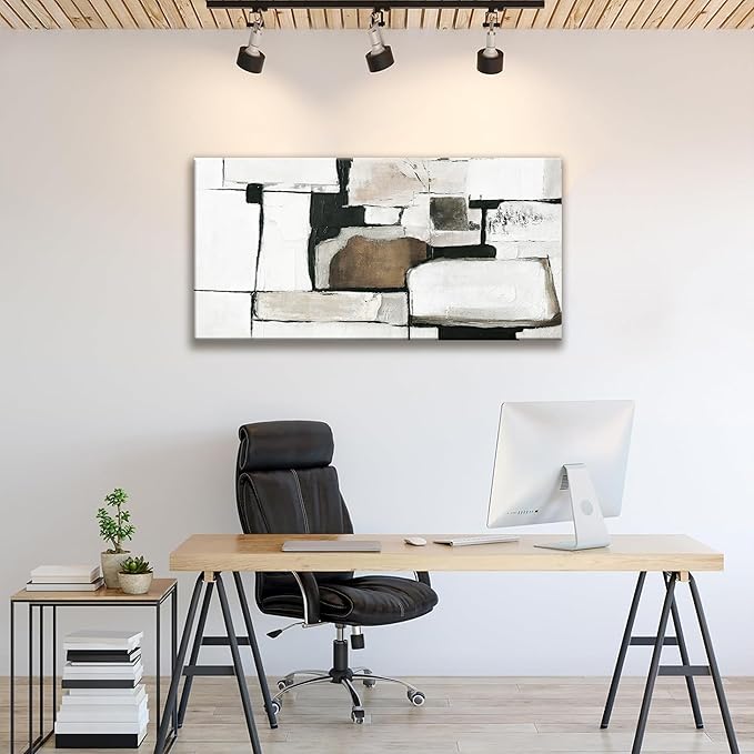 Tsomzxng Canvas Art Wall Decor Abstract Wall Art For Living Room Modern Canvas Abstract Wall Decor Prints Pictures Wall Brown Grey Wall Art For Hotel Home Wall Artwork 24x48 Inch