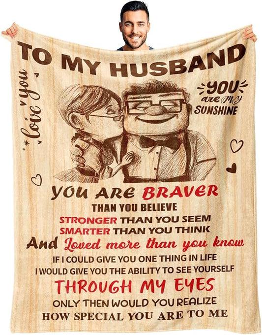 Birthday Gifts for Husband from Wife - Anniversary Wedding Gifts for Men - Romantic Love Present for Him - Christmas Fathers Valentines Day Birthday Gift Ideas for Husband - to My Man Blanket 50"x60"