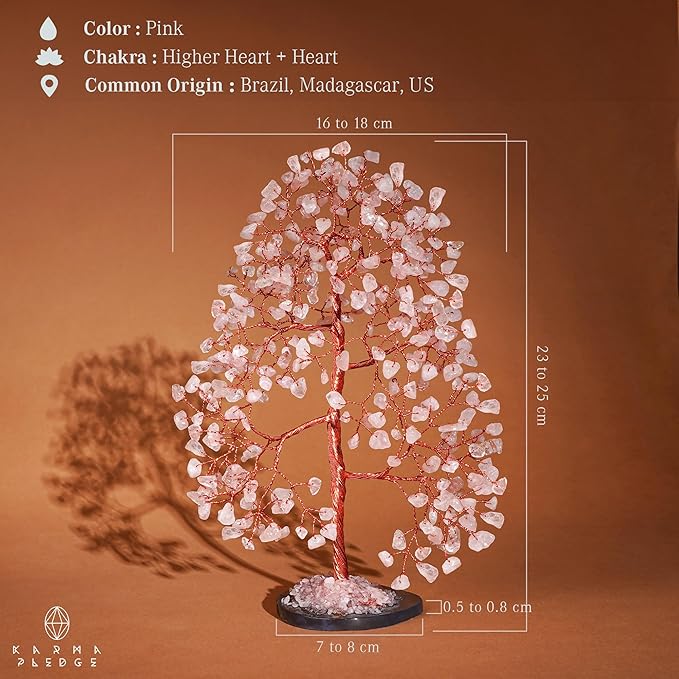 Crystal Trees for Home and Office Decoration, Rose Quartz Chakra Healing Crystals Feng Shui Handmade Trees for Positive Energy, Money, Good Luck, Christmas Decor, Birthday Gifts for Women, Mom