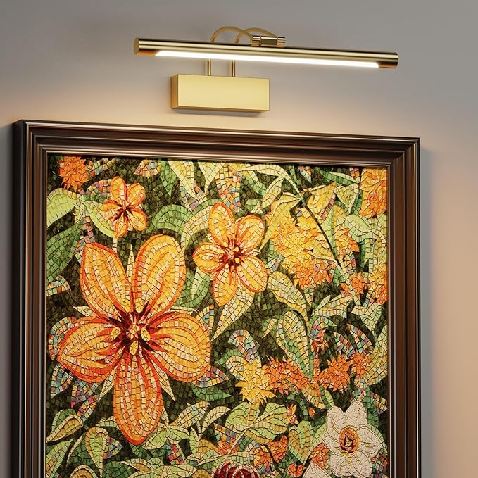 Picture Lights for Wall,16.14 inch Art Lighting for Paintings Wireless,5000mAh Gallery Lights for Rechargeable,3CCT Dimmable & Timer Cordless Frame Light for Paintings,Canvas,Portrait,Gold