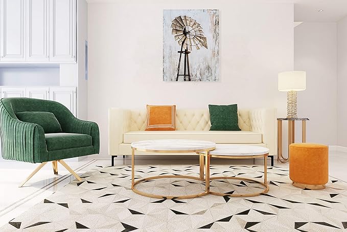 Yihui Arts Rustic Canvas Wall Decor with Textured Modern Vintage Paintings Abstract Windmill Art Contemporary Large Aesthetic Pictures for Farmhouse Living Room Bedroom Dinning Home Decor