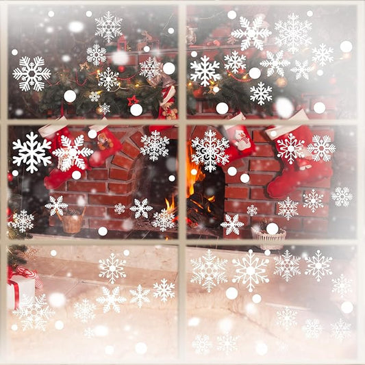 Snowflake Window Clings for Glass Windows Snow Spray, 321PCS Christmas Window Clings Winter Xmas Holiday Window Stickers Decals Decor, 9 Sheets Christmas Decorations for Office Clearance Indoor
