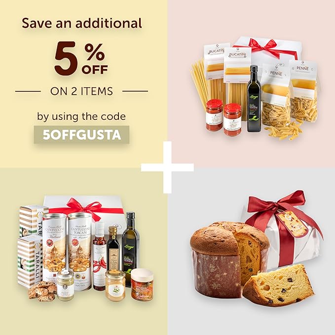 Gusta Italian Gift Basket in Deluxe Packaging - Made in Italy - Holiday Gift for Birthdays, Families, Clients, Parties, Housewarming, Client Thank You & Sympathy Gift Baskets