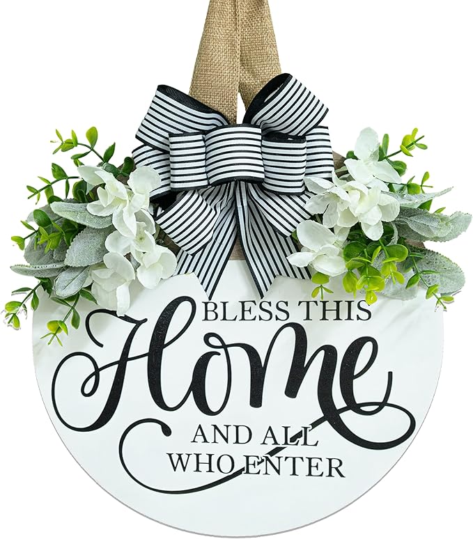 Welcome Sign for Front Door Wreath, Welcome Home Decorations, Wreaths for Front Door, Floral Round Wood Wall Decor, Front Porch Decor Gifts, for Spring Summer Fall All Seasons Holiday Christmas Decor