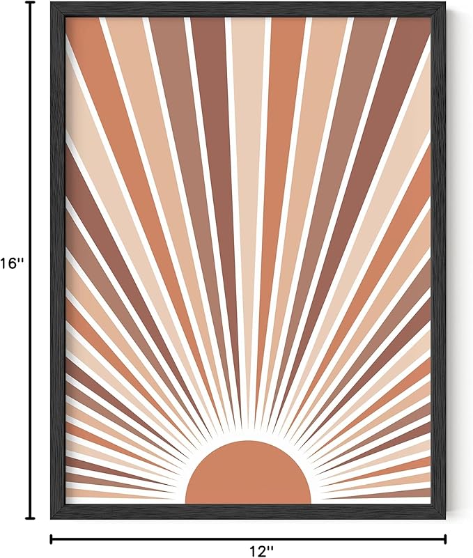 HAUS AND HUES Boho Art Prints Sun Wall Decor - Sun Art Print Boho Posters and Prints Wall Decor Rainbow Colored Sunshine Wall Art (Unframed, 12x16)