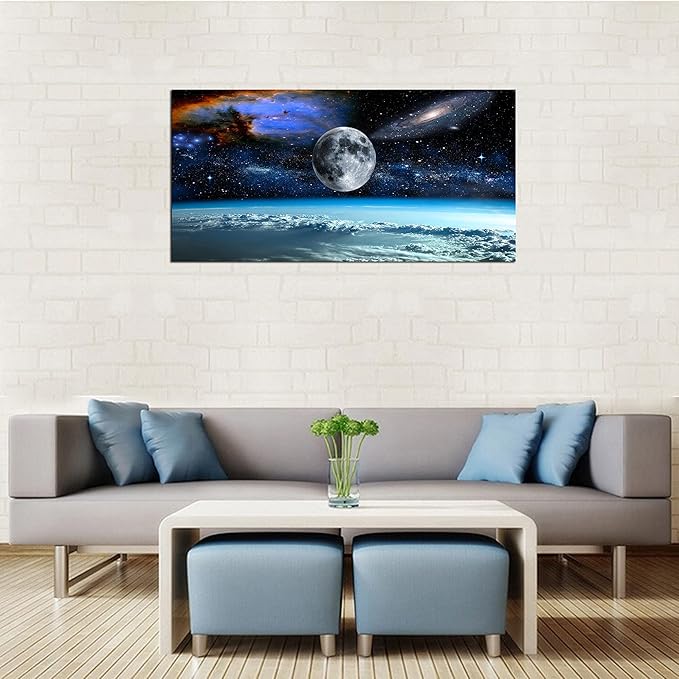 XXM WallArt FC2562 Space View From Earth Canvas Wall Art Landscape Modern Decor Abstract for Living Room, Bedroom, Kitchen, Home and Office
