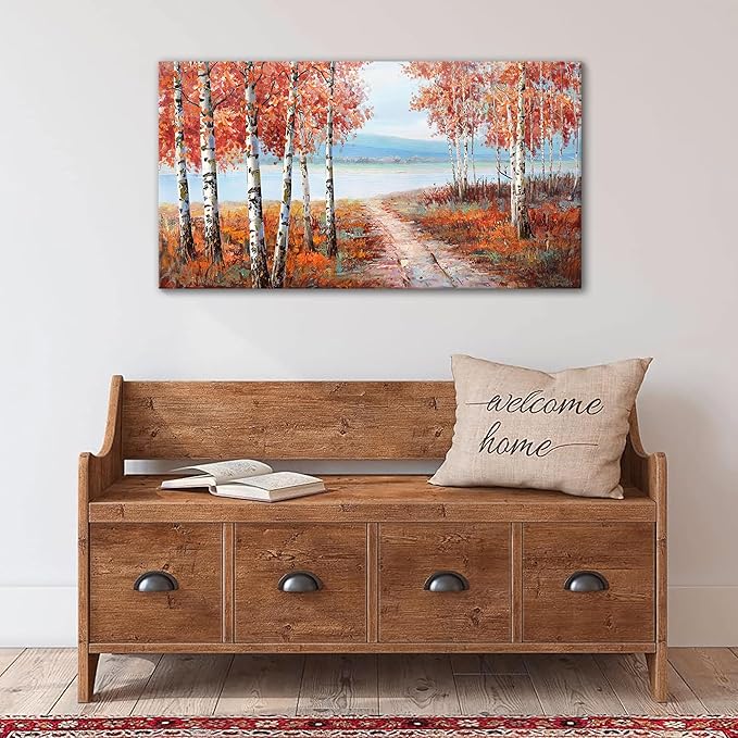 YDYSUNE Landscape Nature Wall Art - Forest Artwork for Walls - Scenery Canvas Wall Art - Orange Painting for Living Room - Farmhouse Decor - Wall Pictures for Bedroom 20×40IN