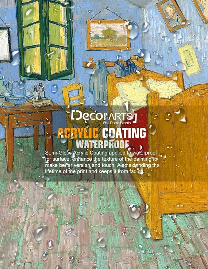 DECORARTS - Bedroom in Arles (Third version), Vincent Van Gogh Art Reproduction. Giclee Canvas Prints Wall Art for Home Decor 20x16