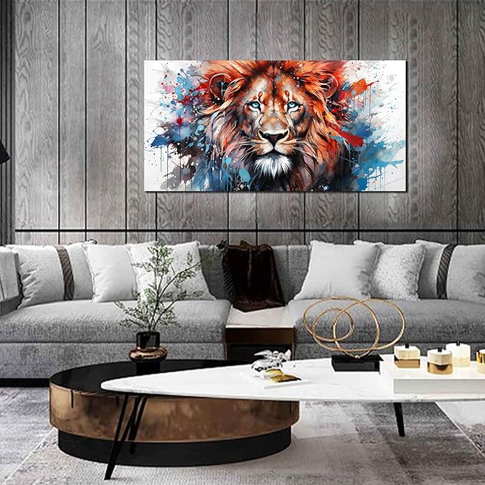 ZHAOSHOP Lion Pictures Wall Decor for Living Room - Colorful Wall Art for Office - Teen Room Decor Ready to Hang Size 20" x 40"