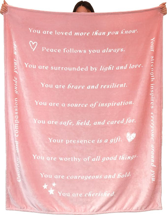 WOLF CREEK BLANKET - Single Layer Fleece Light and Love Compassion Blanket- Positivity Courage and Affirmations Get Well Gift, Plush Healing Thoughts Love Hope & Comfort