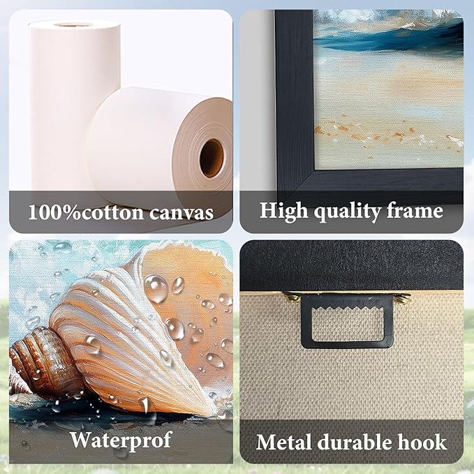 Lovira Beach Large Wall Art Starfish Shell Ocean Coastal Beachy Canvas Wall Decor Pictures Prints Painting Framed Modern Artwork for Living Room Bedroom Bathroom Office 30"x60"