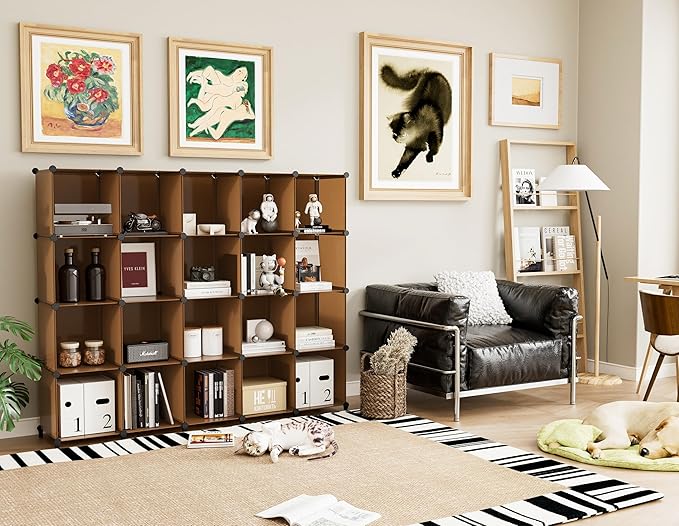 HOMIDEC 20-Cube Storage Organizer, Closet Organizer Storage Shelf Bookcase Bookshelf with Metal Hammer, Storage Cubes Organizer Cabinet for Kids, Closet, Bedroom, Bathroom