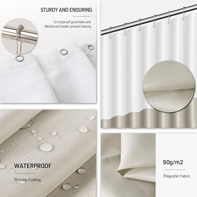 IMAVO Bathroom Accessories Set,White Bathroom Set,9 Pieces Bathroom Accessory Set with Shower Curtain,Qtip Holders,Toilet Brush,Trash Can for Bathroom Décor and Home Gifts