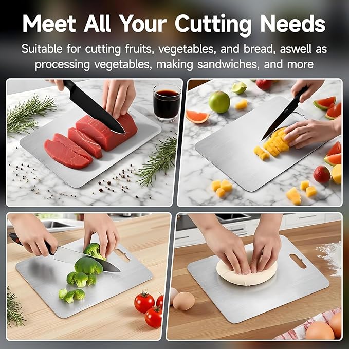 Titanium Cutting Board, Double Sided Titanium Cutting Boards for Kitchen, Non Toxic Non Slip, Chopping Board, Dishwasher Safe, Easy to Clean