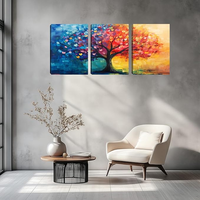 Kuiluuye 3 Pieces Sun Sbstract Wall Decor Motivational Office Wall Decor Sbstract Landscape Wall Art Canvas Paintings Posters for Living room Bedroom Office (36''W x 16''H)