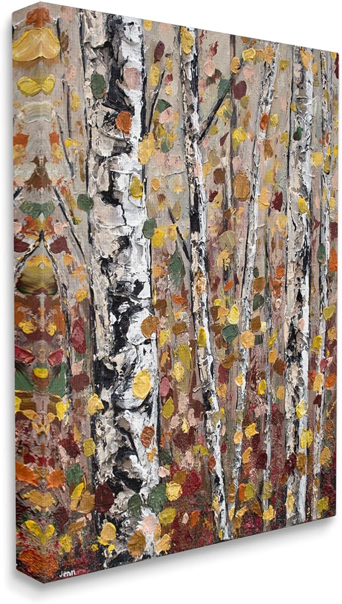 Stupell Industries Autumn Birch Trees Abstract Leaves Canvas Wall Art, Design by Jen Seeley